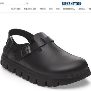 Birkenstock Tokio Chunky black leather clogs
